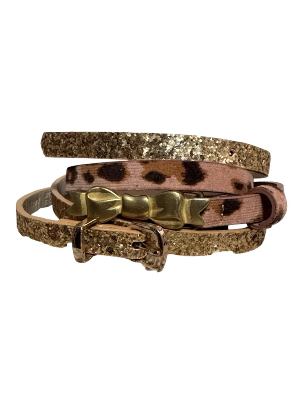 NEW Girl Belts: Gold Glitter & Leopard Print Sizes S & M